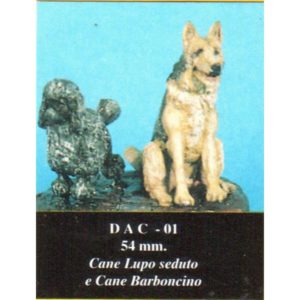 Cane Lupo seduto e Cane Barboncino