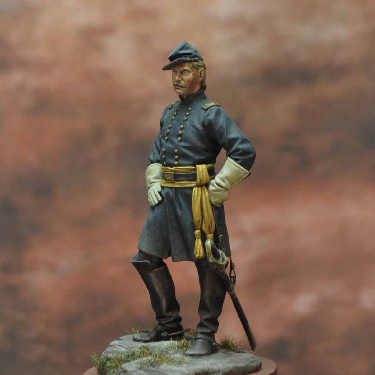 RETIRED Papo Wild West Western Cowboy Civil War Northern Union Cavalry Officer 
