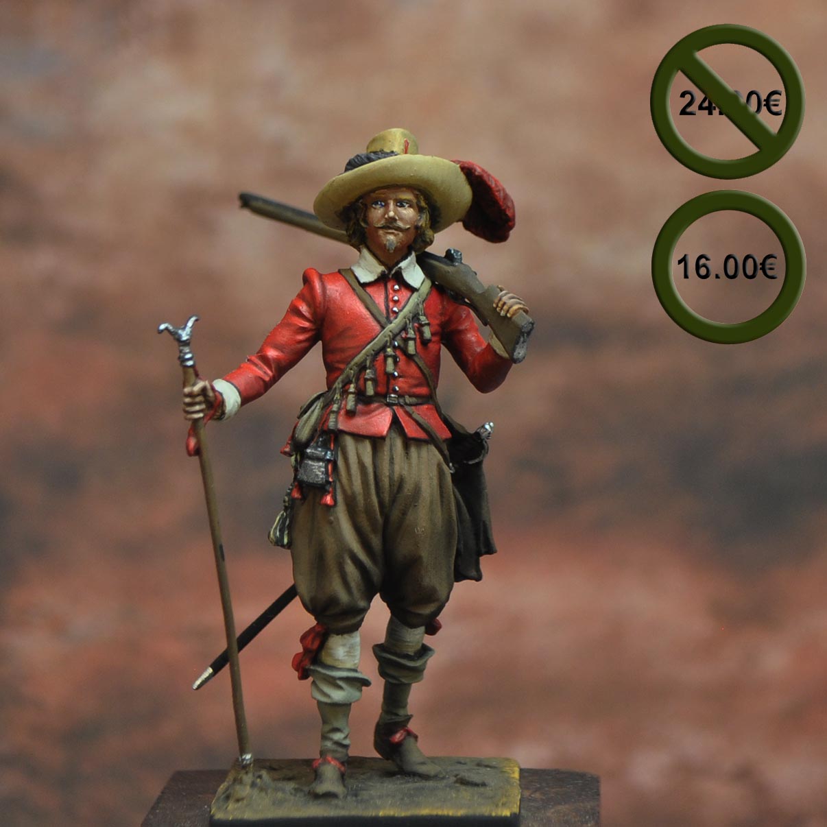 Figurine 75mm de mousquetaire du XVIIème siècle résine Tartar